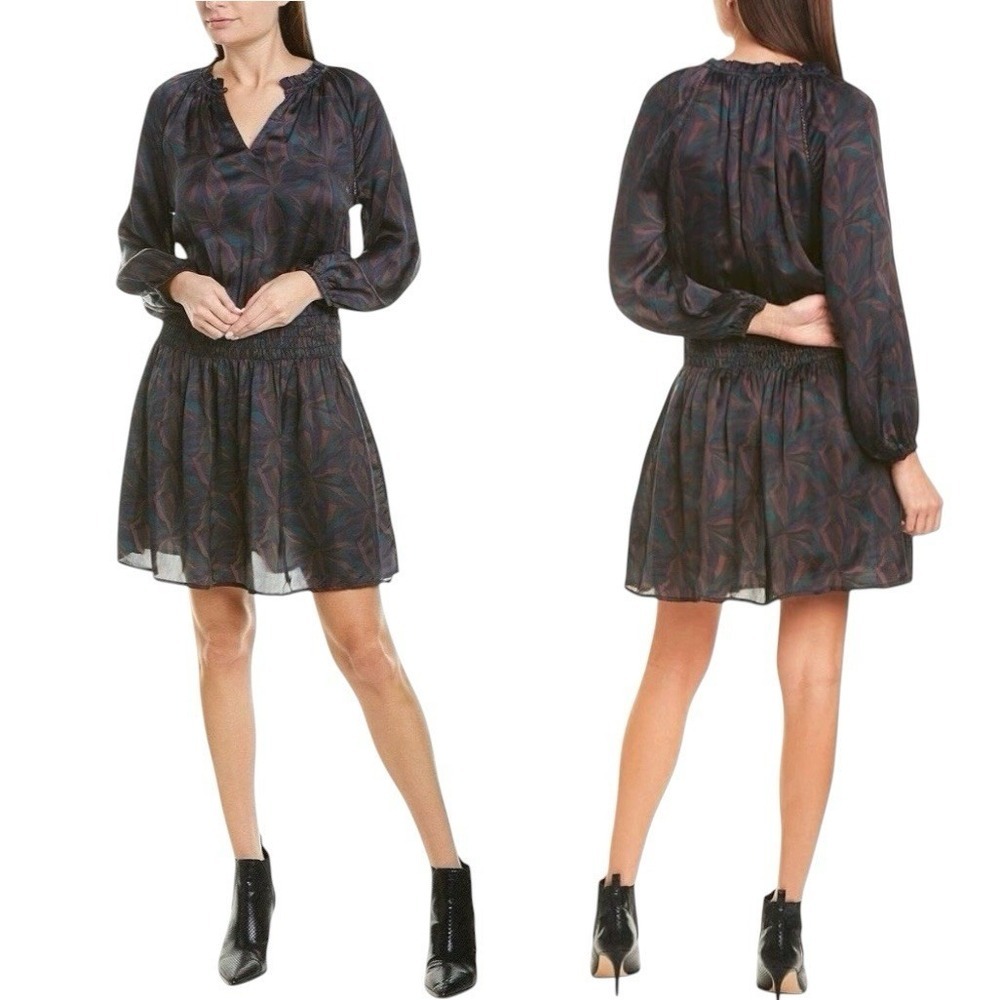 Velvet Cupro Satin Dress Small Smocked Whimsigoth Witchy Boho Keyhole Silky Mini
